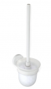 White112 - WC Bürstengarnitur mit Glasbehälter in elegantem Weiß mit weißer Bürste.